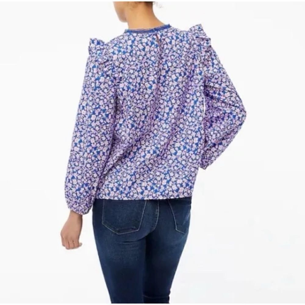 J. Crew Long-Sleeve Ruffle-Shoulder Top Size M - Picture 2 of 13